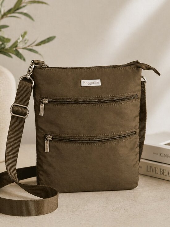Baggallini Handbags - Baggallini Womens Crossbody Bag Brown Nylon Lightweight‎ Travel Vacation Casual